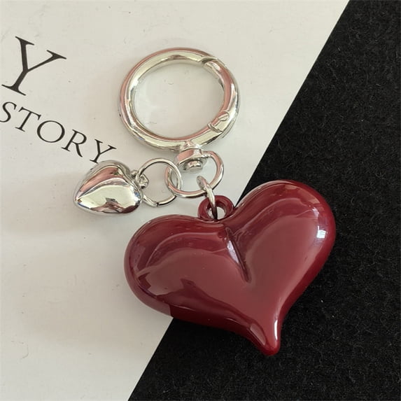 Heart Shaped Keychain, Staron Colorful Alloy Resin Heart Keychain Pendant, Personalized Valentine's Day Gift for Women Men with Key Bag