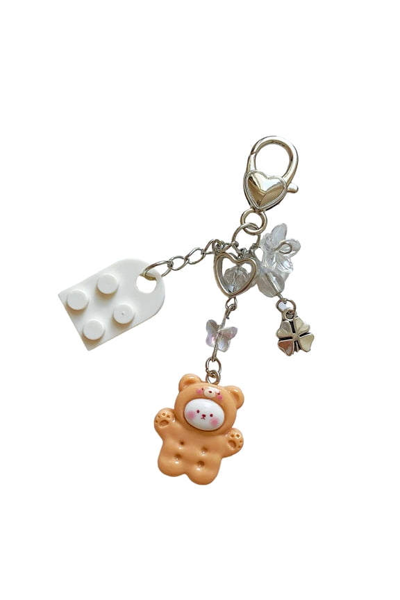 Heart Shaped Keychain With Adorable Brick Pattern Distinctive Small Brick Heart Keychains For Couples Matching Keyrings