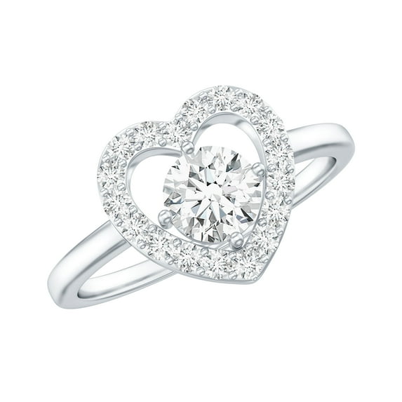Rosec Jewels Heart Shaped Lab Diamond Engagement Ring for Women (EF-VS Quality Certified), 14K White Gold, US 11.50