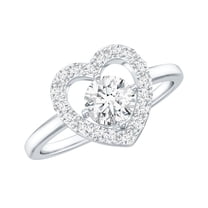 Rosec Jewels Heart Shaped Lab Diamond Engagement Ring for Women (EF-VS Quality Certified), 925 Sterling Silver, US 4.00