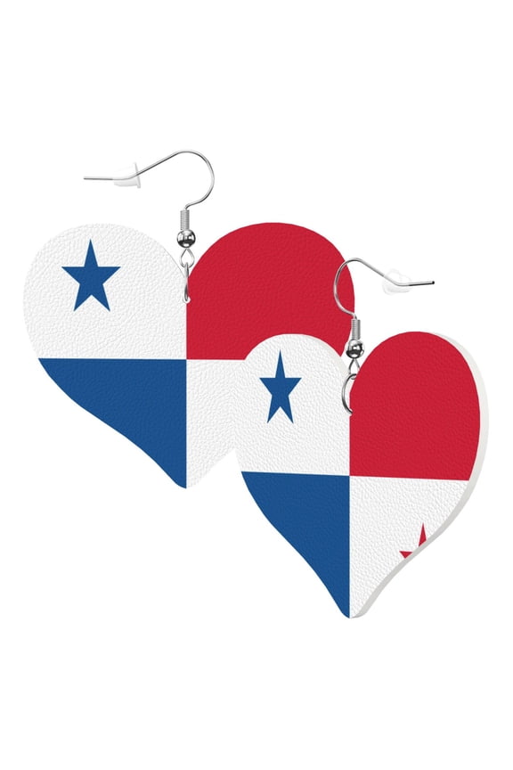 Heart Shaped Leather Earrings Flag Of Panama Leather Earrings Jewelry Gifts For Women