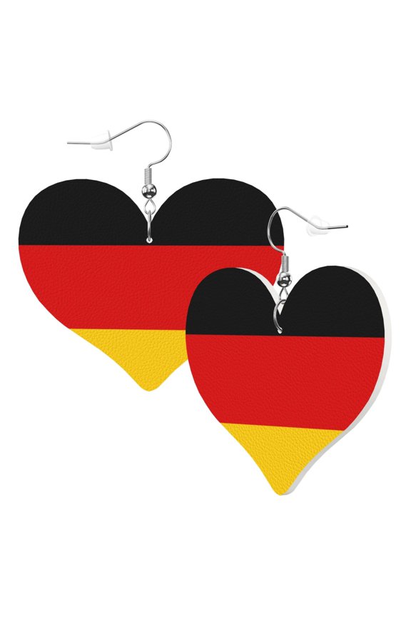 Heart Shaped Leather Earrings German Flag Leather Earrings Jewelry Gifts For Women