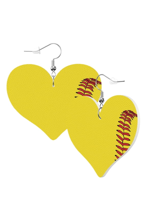 Heart Shaped Leather Earrings Softball Baseball Leather Earrings Jewelry Gifts For Women
