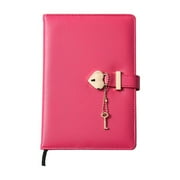 Heart Shaped Lock Diary with Key, Boriyuan A5 PU Leather Journal Notebook Personal Organizers Planner Gift for Women 240 Pages, 5.9 x 8.5 in (Red)