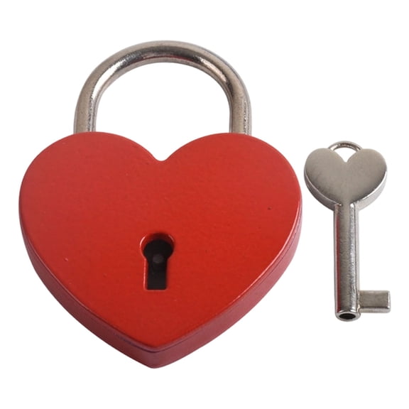 Heart Shaped Lock, Heavy Duty Metal Padlock, Mini Diary Metal Lock,Mini Padlock with Key for Suitcase, Small Cute Mini Lock With Key for Jewelry Storage Box and Diary Book, 1 Pcs, 2.28x1.73"