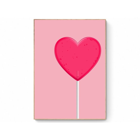 Heart Shaped Lollipop Retro Candy Wall Art, Unframed Canvas Size 24x36