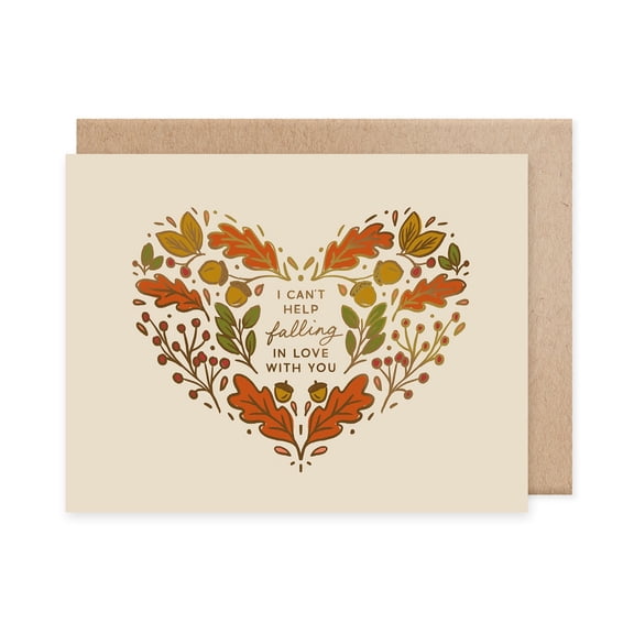 Heart-Shaped Love Card – “I Can’t Help Falling in Love with You” Floral Design – Blank Inside, Includes Envelope – Perfect for Romantic Occasions and Anniversaries