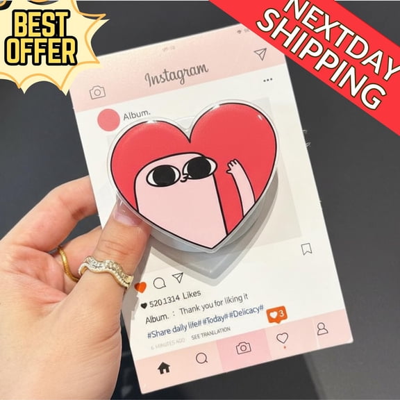 Heart-Shaped Love Magnetic Phone Grip  Cute Kawaii Character Magsafe Phone Stand, Adorable Heart Phone Holder, Fun Cute Gift for Friends