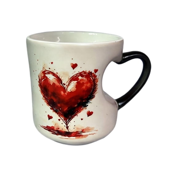 Heart-Shaped Magic Ceramic Mug, 2026 New Heart Shaped Color Changing Mugs with Handle that Reveals Surprise Design(non change colour)