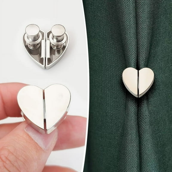 Heart-Shaped Magnetic Curtain Clips, 25mm Light Blocking Window Curtain Buttons, Detachable Reusable Buckles for Living Room or Shower Curtains, 1 Pair