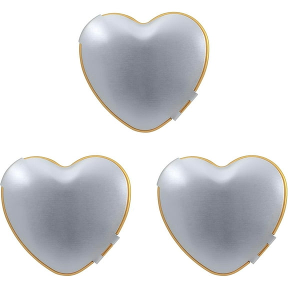 Set of 3 Heart Shaped Dual Color Compact Mirrors With Brushed Metal Finish (Silver & Gold)