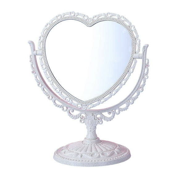 Heart Shaped Makeup Double Rotatable Lightweight Vanity Cosmetic with Non Base for Bathroom Bedroom Dressing Table
