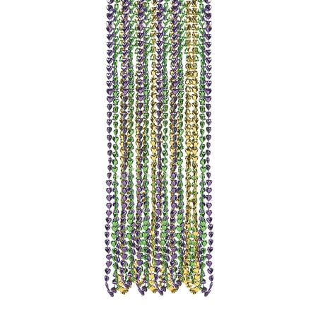 Heart Shaped Mardi Gras Beads Necklace - Jewelry - 48 Pieces