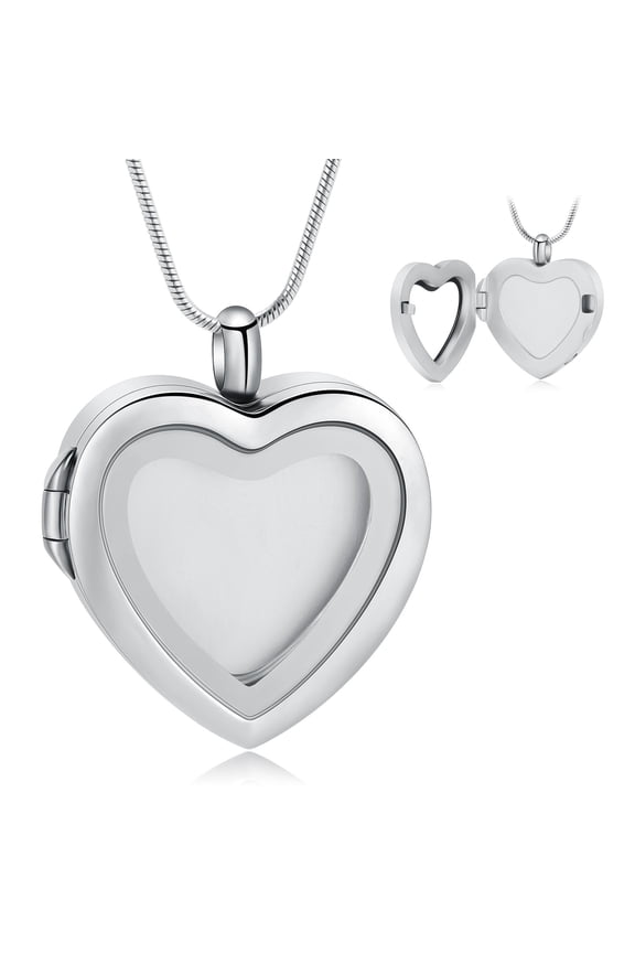 Heart Shaped Memorial Ash Locket Necklace Keepsake Pendant with Chain for Ashes, Hair, Mementos