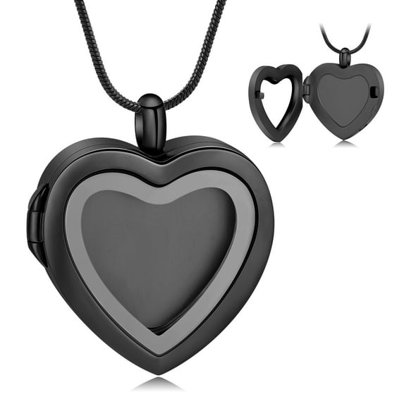 Heart Shaped Memorial Ash Locket Necklace Keepsake Pendant with Chain for Ashes, Hair, Mementos