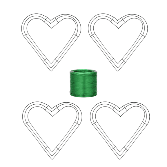 Heart-Shaped Metal 12 Wire Wreath Frame Set (4 Pack) 100 ft Green Floral Wire DIY Crafts Valentines Day Weddings Home Dcor