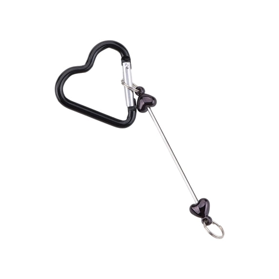 Heart Shaped Metal Carabiner Keychain Clip for Backpacks and Outdoor Gear Multifunctional Hanging Hook for Keys and Accessories with Spring Gate and Bead Detail 1 Piece