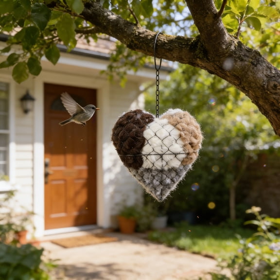 Heart Shaped Metal Hanging Bird Feeder, Decorative Wire Mesh Birdhouse With Chain For Outdoor Garden Yard Patio, Attracts Wild Birds For Feeding & Nesting