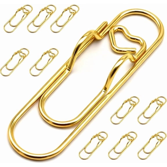 Heart-Shaped Metal Pen Clips - Durable Steel Notebook Organizer for Planners, Journals & Office Stationery(10 pcs-Golden)