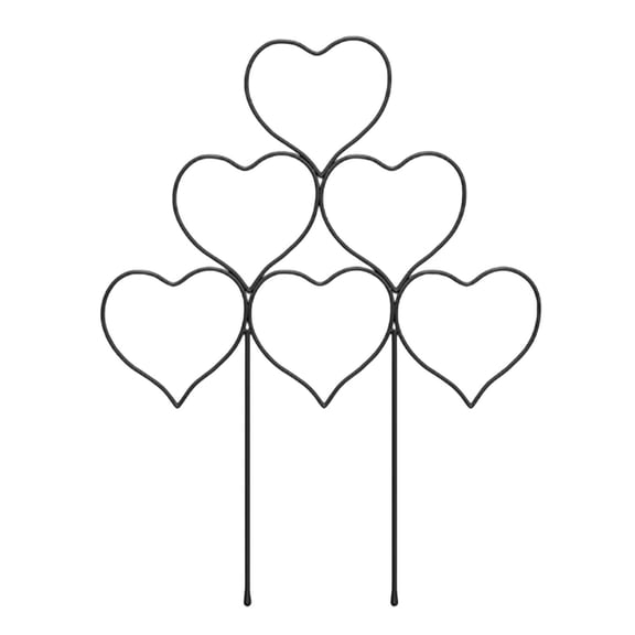 Heart-Shaped Metal Trellis Stake for Climbing Vines Indoor Outdoor Garden Support(Black-30x35cm)