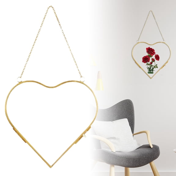 Heart-Shaped Metal Wall Hanging Decor with Chain, Elegant Home Accent for Living Room & Bedroom