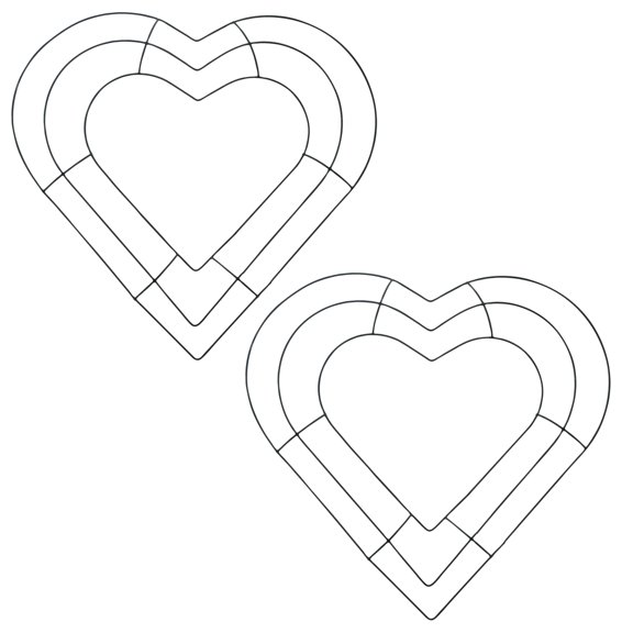 Heart-Shaped Metal Wreath Form 12x13.375In Metal Wire Frame DIY Craft Decoration Home Door Window Garden Porch Patio Wall Hanging Decorative Valentine Halloween Thanksgiving Autumn Fall Decor Set of 2