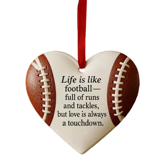 Heart-Shaped Mini Baseball Ornament with Inspirational Quote, for Players, Coaches & Fans â Motivational Football Keepsake Gift