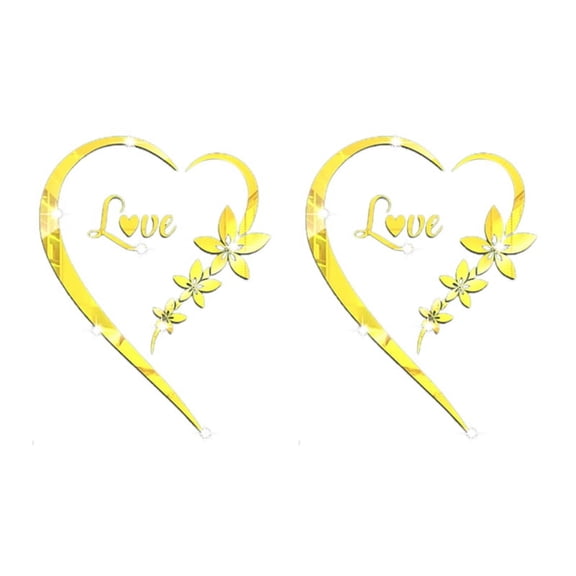 Heart-Shaped Mirror Stickers, Self-Adhesive Acrylic Mirror Stickers Art Murals, DIY Wall Art Home Decoration Gold