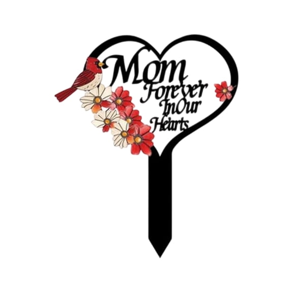 Heart Shaped Mom and Dad Grave Garden Stake,Memorial Remembrance Plaque Stake,Waterproof Metal Sympathy Stake for Yard,Grave,Cemetery,Outdoor Lawn Decor,Bereavement Tribute for Loving Remembrance