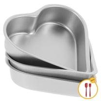 Heart-Shaped Muffin Cake Pans with Silicone Spatula and Food Brush Sets, 1 Inch Deep, 4 Inch Heart-Shaped Baking Cake Mold, for Weddings, Parties, Family and Valentine's Birthday Cake (4 Inch)
