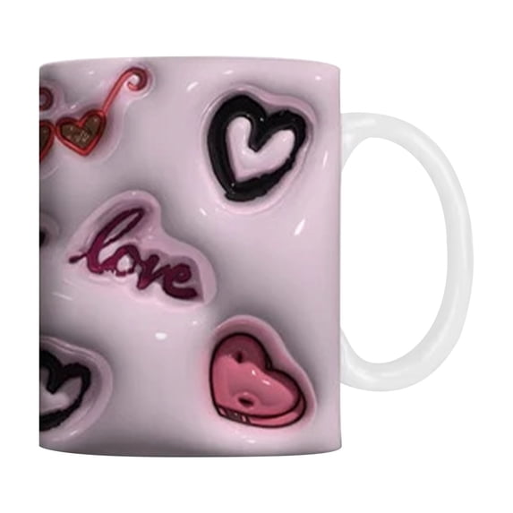 Heart Shaped Mugs for Coffee Cute Ceramic Coffee Mug Heart Shaped Mug Colorful Bone China Coffee Cup Heart Gift for Mother's Day Women Mom Friends