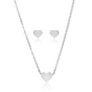 ELYA Women's Polished Heart Shaped Necklace and Earrings Jewelry Set