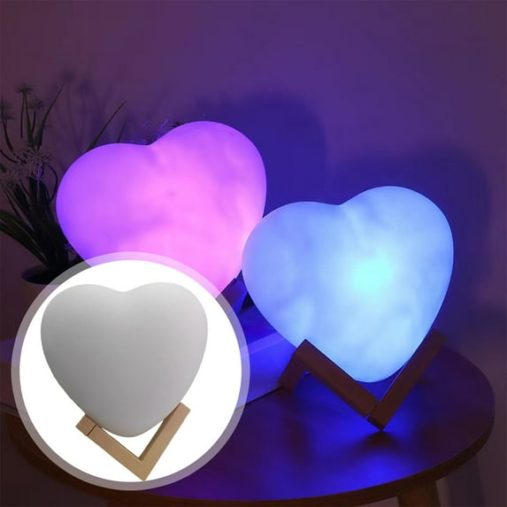Heart Shaped Night Light, 7 Colors Heart Shaped Table Lamp with Stand, Touch Control, Adjustable, Heart Shaped Desk Lamp for Valentine's Day Gift, Room Decor, A
