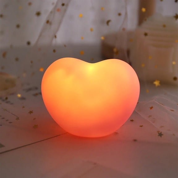 Heart Shaped Night Light for Bedroom, Soft Glow Valentine’s Ambient Bedside Lamp – Frosted Plastic Romantic Mood Light for Couples Date Night Nursery Room Decor