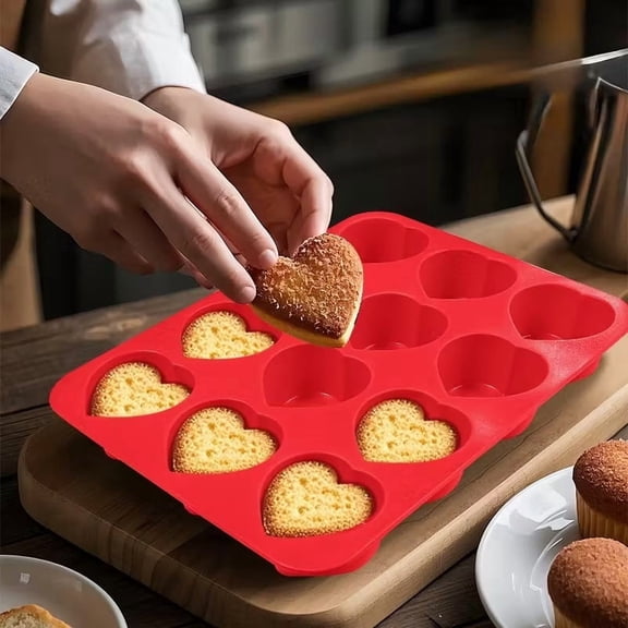 Heart Shaped Nonstick Baking Mold - Food Grade Silicone, Oven Safe to 446F for Cakes, Cupcakes, and Pastries