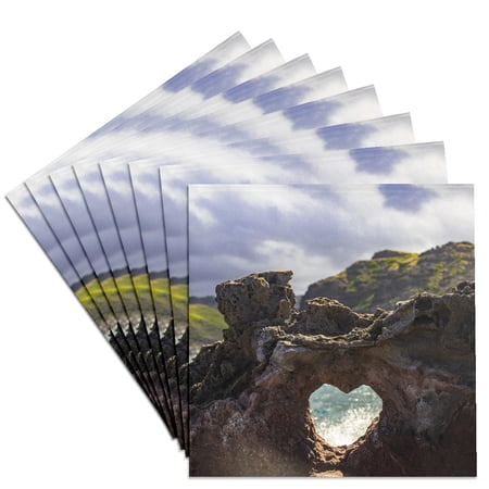 3drose, Heart-shaped Opening Near Nakalele Blowhole, Maui, Hawaii, Set of 8 Ceramic Tile Coasters