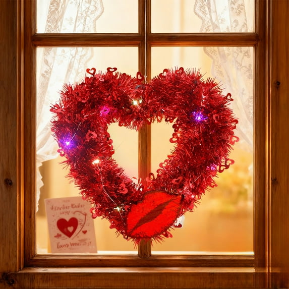 Heart Shaped Ornaments Valentine's Day Heart Wreath Decoration Valentines Day Decorations for Bedroom Heart Shaped Wreath