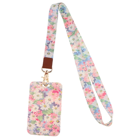 Heart Shaped PU Leather Sliding Card Holder With Adjustable Braided Polyester Lanyard Multi-Slot ID Badge Wallet With Metal Rings For Daily Office Carry