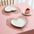 thumbnail image 1 of Heart Shaped PVC Table Mat 14.9 Inch Round, Waterproof Heat Resistant Placemat for Valentine's Day Dinner, Western Style Table Decor Washable, 1 of 7
