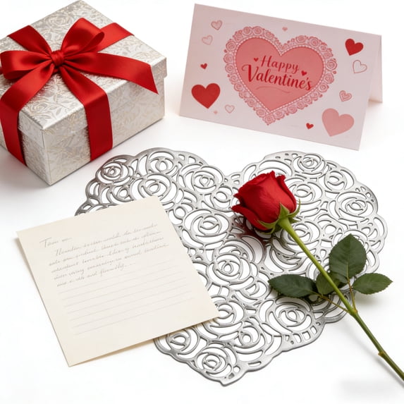 Heart Shaped PVC Table Mat 14.9 Inch Round, Waterproof Heat Resistant Placemat for Valentine's Day Dinner, Western Style Table Decor Washable