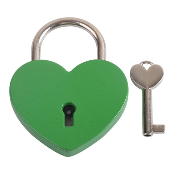 Heart Shaped Padlocks,Small Gold Padlock with Key,Small Metal Decorative Locks for Luggage,Jewelry Box,Storage Box and Diary Mini Bags,Valentine's Day and Birthday Gift(2.3x1.7")(Green)
