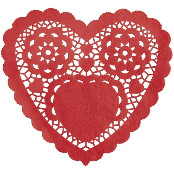 Heart Shaped Paper Doilies, 6 in, Red, 30ct