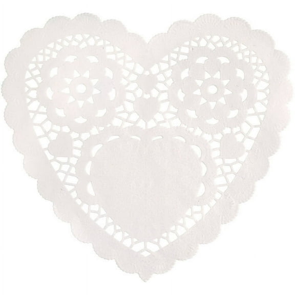 Heart Shaped Paper Doilies, White, 6in, 30ct