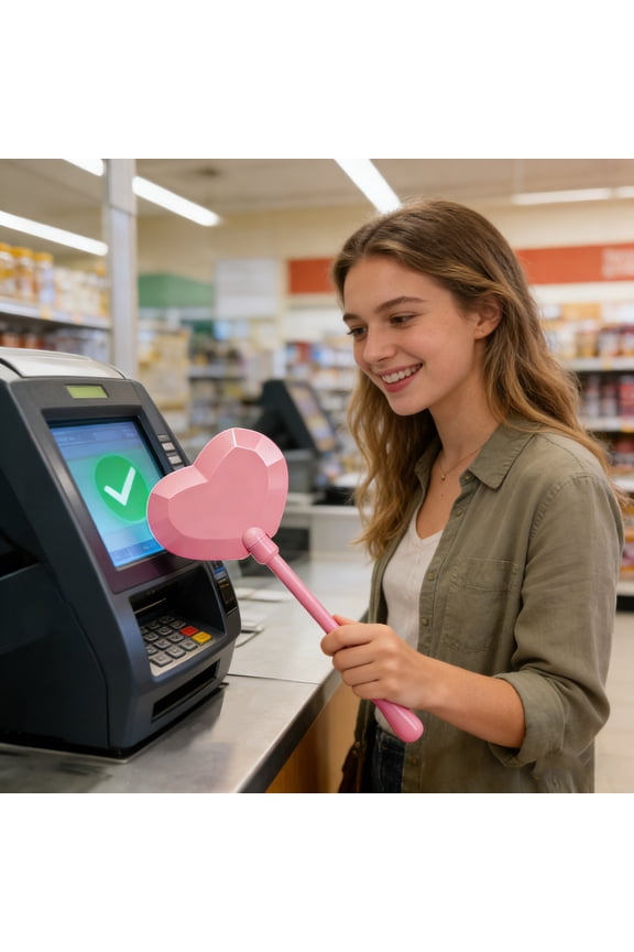 Heart-Shaped Payment Wand - Secure Contactless Card Terminal Reader - Portable Magic Wave Device - Encrypted Tap Technology - Keychain Accessory