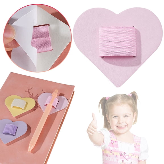 Heart Shaped Pen Loop Holder Self Adhesive PU Leather Elastic Pen Holder for Notebook Tablet Journal Clipboard Calendar Pencil Organizer Accessory Secure Elastic Pen Clip for Daily Writing Tools