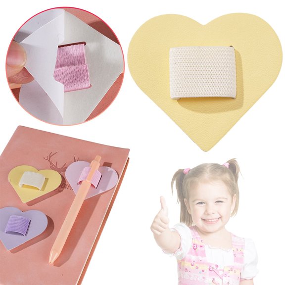 Heart Shaped Pen Loop Holder Self Adhesive PU Leather Elastic Pen Holder for Notebook Tablet Journal Clipboard Calendar Pencil Organizer Accessory Secure Elastic Pen Clip for Daily Writing Tools