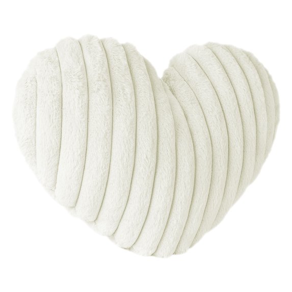 Heart Shaped Pillow, 15.7" Decorative Throw Pillow, Faux Fur Pillow, Couch Chair Pillow,Bedroom Decor Pillow, Soft Fluffy Pillow, Striped Design Pillow for Couch Bed Room Decor