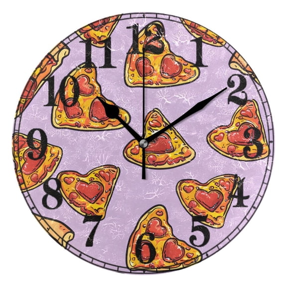 Heart Shaped Pizzas Silent Wall Clock 10" Non-Ticking Battery Clock