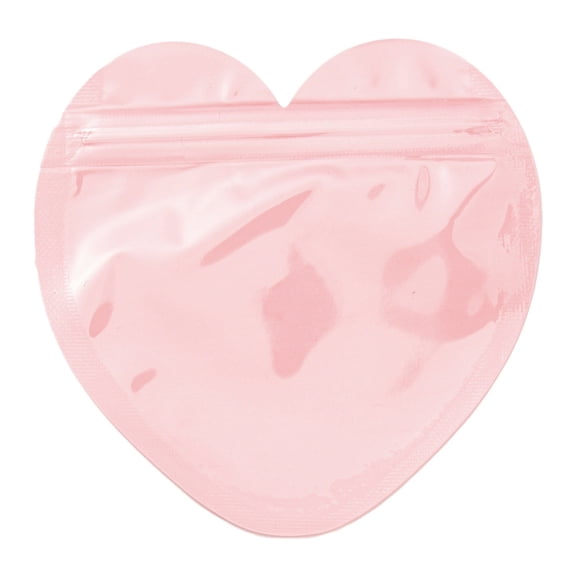 Heart Shaped Plastic Packaging Zip Lock Bags Top Self Seal Pouches Pink 10x10x0.15cm Unilateral Thickness: 2.5 Mil(0.065mm)