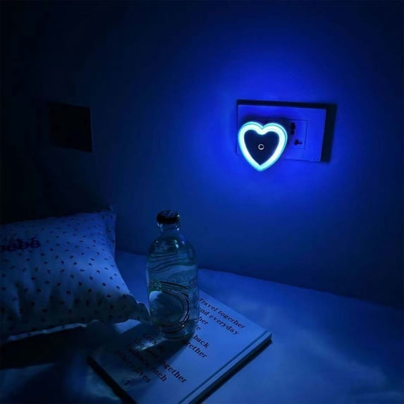 Heart Shaped Plug In LED Night Light, Dusk To Dawn Sensor, Auto On Off Soft Warm Glow For Bedroom Nursery Hallway, Plastic